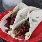 Sweet Potato and Black Bean Tacos with Pomegranate Cranberry Salsa 